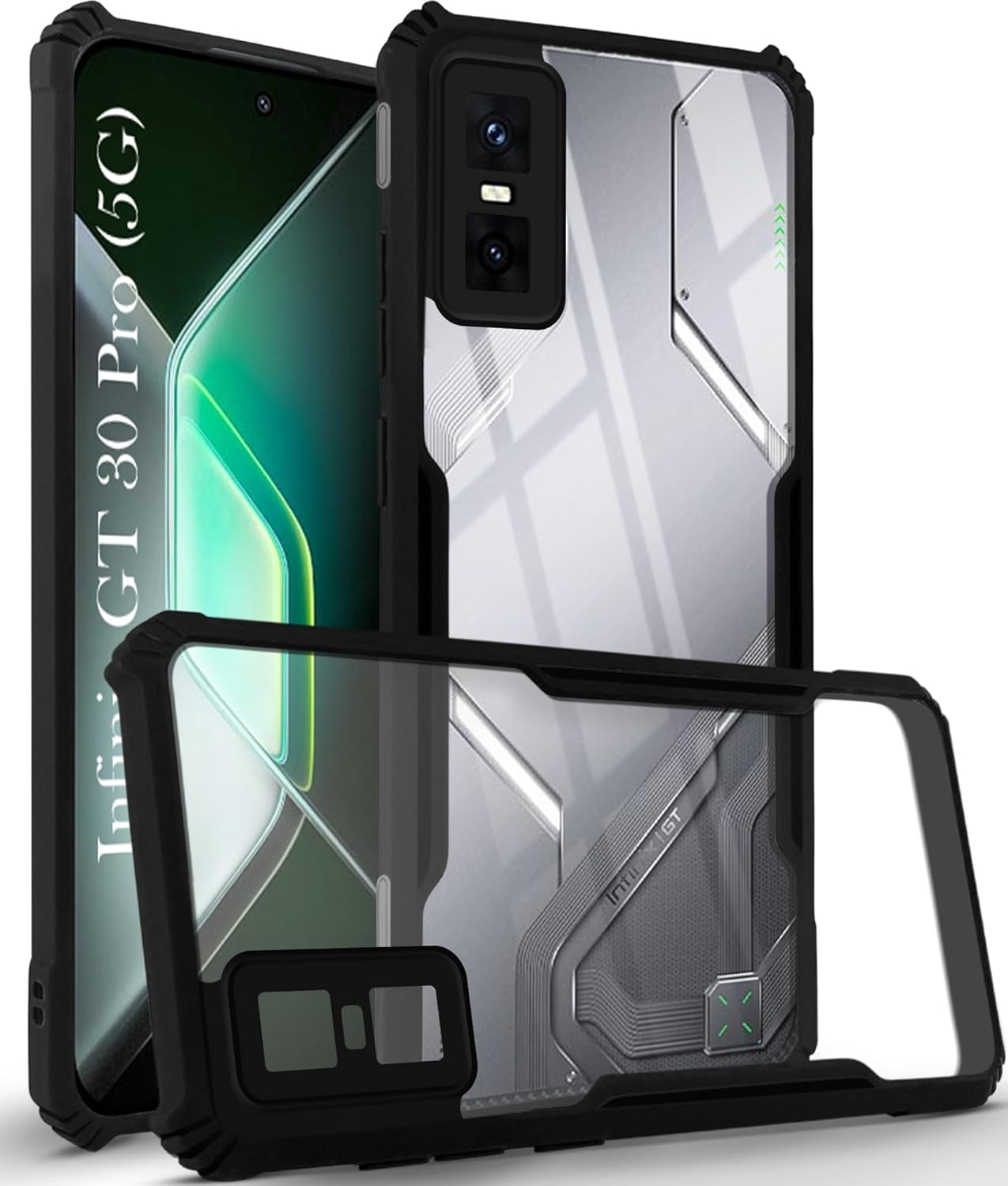 VAKIBO Super Premium Black Border Transparent Case With Corner